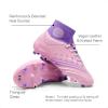 DREAM PAIRS Boys Girls Football Cleats Youth Firm Groud Outdoor Trainning Athletic Sport High Top Soccer Shoes for Little/Big Kid(Pink/Purple)