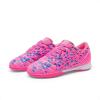 DREAM PAIRS Boys Girls Indoor Sneakers Lace Up Sport Athletic Casual IC Youth Futsal Football Soccer Shoes for Little/Big Kid(Hot Pink)