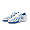 DREAM PAIRS Boys Girls Indoor Sneakers Lace Up Sport Athletic Casual IC Youth Futsal Football Soccer Shoes for Little/Big Kid(White/Navy)