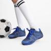 DREAM PAIRS Boys Girls Indoor Turf Soccer Cleats Lace Up Athletic Youth Futsal Football Shoes for Little/Big Kid(Navy/Royal/White)