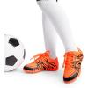 DREAM PAIRS Boys Girls Indoor Turf Soccer Cleats Lace Up Athletic Youth Futsal Football Shoes for Little/Big Kid(Orange)