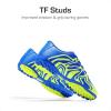 DREAM PAIRS Boys Girls Indoor Turf Soccer Cleats Lace Up Athletic Youth Futsal Football Shoes for Little/Big Kid(Royal/Lemon Green/White)
