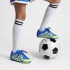 DREAM PAIRS Boys Girls Indoor Turf Soccer Cleats Lace Up Athletic Youth Futsal Football Shoes for Little/Big Kid(Royal/Lemon Green/White)
