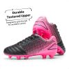 DREAM PAIRS Boys Girls Outdoor Sport Football Shoes Soccer Cleats for Little/Big Kid(Black/Hot Pink)