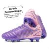 DREAM PAIRS Boys Girls Outdoor Sport Football Shoes Soccer Cleats for Little/Big Kid(Light/Purple/Pink)