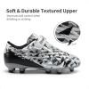 DREAM PAIRS Boys Girls Soccer Cleats Kids Football Shoes for Little/Big Kid SDSO2307K(Black/Grey)
