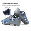 DREAM PAIRS Boys Girls Soccer Cleats Kids Football Shoes for Little/Big Kid SDSO2307K(Dark Grey/Royal Blue)