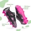 DREAM PAIRS Boys Girls Soccer Cleats Kids Football Shoes for Little/Big Kid(Black/Hot Pink)