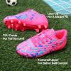 DREAM PAIRS Boys Girls Soccer Cleats Youth Firm Groud Athletic Outdoor Trainning Football Shoes for Little/Big Kid(Fuchsia/Pink/Royal/Blue)