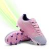 DREAM PAIRS Boys Girls Soccer Cleats Youth Firm Groud Athletic Outdoor Trainning Football Shoes for Little/Big Kid(Pink/Pruple)