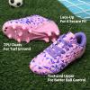 DREAM PAIRS Boys Girls Soccer Cleats Youth Firm Groud Athletic Outdoor Trainning Football Shoes for Little/Big Kid(Pink/Purple)