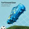 DREAM PAIRS Boys Girls Soccer Cleats Youth Firm Groud Athletic Outdoor Trainning Football Shoes for Little/Big Kid(Royal Blue/Black)