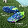 DREAM PAIRS Boys Girls Soccer Cleats Youth Firm Groud Athletic Outdoor Trainning Football Shoes for Little/Big Kid(Royal Blue/Neon Green)