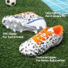 DREAM PAIRS Boys Girls Soccer Cleats Youth Firm Groud Athletic Outdoor Trainning Football Shoes for Little/Big Kid(White/Royal/Blue/Orange)