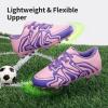 DREAM PAIRS Boys Girls Soccer Cleats Youth Firm Groud Baseball Cleats Sport Athletic Outdoor Trainning Football Shoes for Little/Big Kid(Pink/Purple)