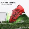DREAM PAIRS Boys Girls Soccer Cleats Youth Firm Groud Baseball Cleats Sport Athletic Outdoor Trainning Football Shoes for Little/Big Kid(Red/Black/Silver)