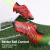 DREAM PAIRS Boys Girls Soccer Cleats Youth Firm Groud Baseball Cleats Sport Athletic Outdoor Trainning Football Shoes for Little/Big Kid(Red/Black/Silver)