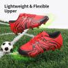 DREAM PAIRS Boys Girls Soccer Cleats Youth Firm Groud Baseball Cleats Sport Athletic Outdoor Trainning Football Shoes for Little/Big Kid(Red/Black/Silver)