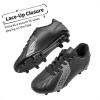 DREAM PAIRS Boys Girls Soccer Cleats Youth Firm Groud Classic Lightweight Football Shoes for Little/Big Kid(Black/Dark/Grey)
