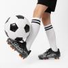 DREAM PAIRS Boys Girls Soccer Cleats Youth Firm Groud Football Shoes for Little/Big Kid(Black)