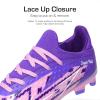 DREAM PAIRS Boys Girls Soccer Cleats Youth Firm Groud Football Shoes for Little/Big Kid(Pink/Purple)