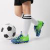 DREAM PAIRS Boys Girls Soccer Cleats Youth Firm Groud Football Shoes for Little/Big Kid(Royal Blue/Neon Green)