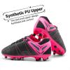 DREAM PAIRS Boys Girls Soccer Football Cleats Shoes for Little Kid/Big Kid(Black/Fuchsia/Light/Grey)
