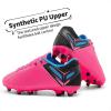 DREAM PAIRS Boys Girls Soccer Football Cleats Shoes for Little Kid/Big Kid(Fuchsia/Black/Cyan)