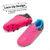 DREAM PAIRS Boys Girls Soccer Football Cleats Shoes for Little Kid/Big Kid(Fuchsia/Black/Cyan)