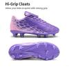 DREAM PAIRS Boys Girls Soccer Football Cleats Shoes for Little/Big Kid(Light/Purple/Pink)