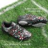DREAM PAIRS Boys Girls Turf Indoor Soccer Shoes Lace Up Cleats for Little/Big Kid(Black/Red)