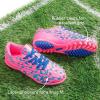 DREAM PAIRS Boys Girls Turf Indoor Soccer Shoes Lace Up Cleats for Little/Big Kid(Fuchsia)