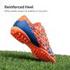 DREAM PAIRS Boys Girls Turf Indoor Soccer Shoes Lace Up Cleats for Little/Big Kid(Orange/Blue)
