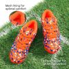 DREAM PAIRS Boys Girls Turf Indoor Soccer Shoes Lace Up Cleats for Little/Big Kid(Orange/Blue)