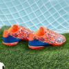 DREAM PAIRS Boys Girls Turf Indoor Soccer Shoes Lace Up Cleats for Little/Big Kid(Orange/Blue)