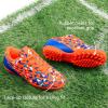 DREAM PAIRS Boys Girls Turf Indoor Soccer Shoes Lace Up Cleats for Little/Big Kid(Orange/Blue)