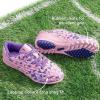 DREAM PAIRS Boys Girls Turf Indoor Soccer Shoes Lace Up Cleats for Little/Big Kid(Pink/Purple)