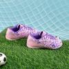 DREAM PAIRS Boys Girls Turf Indoor Soccer Shoes Lace Up Cleats for Little/Big Kid(Pink/Purple)