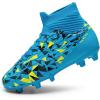 DREAM PAIRS Boys Football Cleats Youth High Top Firm Ground Soccer Shoes for Little/Big Kids(Blue)
