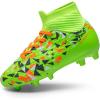 DREAM PAIRS Boys Football Cleats Youth High Top Firm Ground Soccer Shoes for Little/Big Kids(Neon Green)