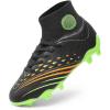 DREAM PAIRS Boys Girls Football Cleats Youth Firm Groud Outdoor Trainning Athletic Sport High Top Soccer Shoes for Little/Big Kid(Black/Neon Green)