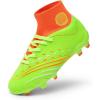 DREAM PAIRS Boys Girls Football Cleats Youth Firm Groud Outdoor Trainning Athletic Sport High Top Soccer Shoes for Little/Big Kid(Neon Green)