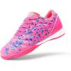DREAM PAIRS Boys Girls Indoor Sneakers Lace Up Sport Athletic Casual IC Youth Futsal Football Soccer Shoes for Little/Big Kid(Hot Pink)
