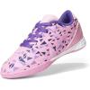 DREAM PAIRS Boys Girls Indoor Sneakers Lace Up Sport Athletic Casual IC Youth Futsal Football Soccer Shoes for Little/Big Kid(Pink/Purple)
