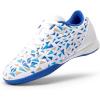 DREAM PAIRS Boys Girls Indoor Sneakers Lace Up Sport Athletic Casual IC Youth Futsal Football Soccer Shoes for Little/Big Kid(White/Navy)