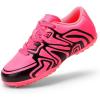 DREAM PAIRS Boys Girls Indoor Turf Soccer Cleats Lace Up Athletic Youth Futsal Football Shoes for Little/Big Kid(Hot Pink)