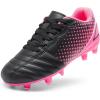 DREAM PAIRS Boys Girls Outdoor Sport Football Shoes Soccer Cleats for Little/Big Kid(Black/Hot Pink)