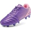 DREAM PAIRS Boys Girls Outdoor Sport Football Shoes Soccer Cleats for Little/Big Kid(Light/Purple/Pink)