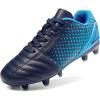 DREAM PAIRS Boys Girls Outdoor Sport Football Shoes Soccer Cleats for Little/Big Kid(Navy/Blue)