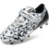 DREAM PAIRS Boys Girls Soccer Cleats Kids Football Shoes for Little/Big Kid SDSO2307K(Black/Grey)